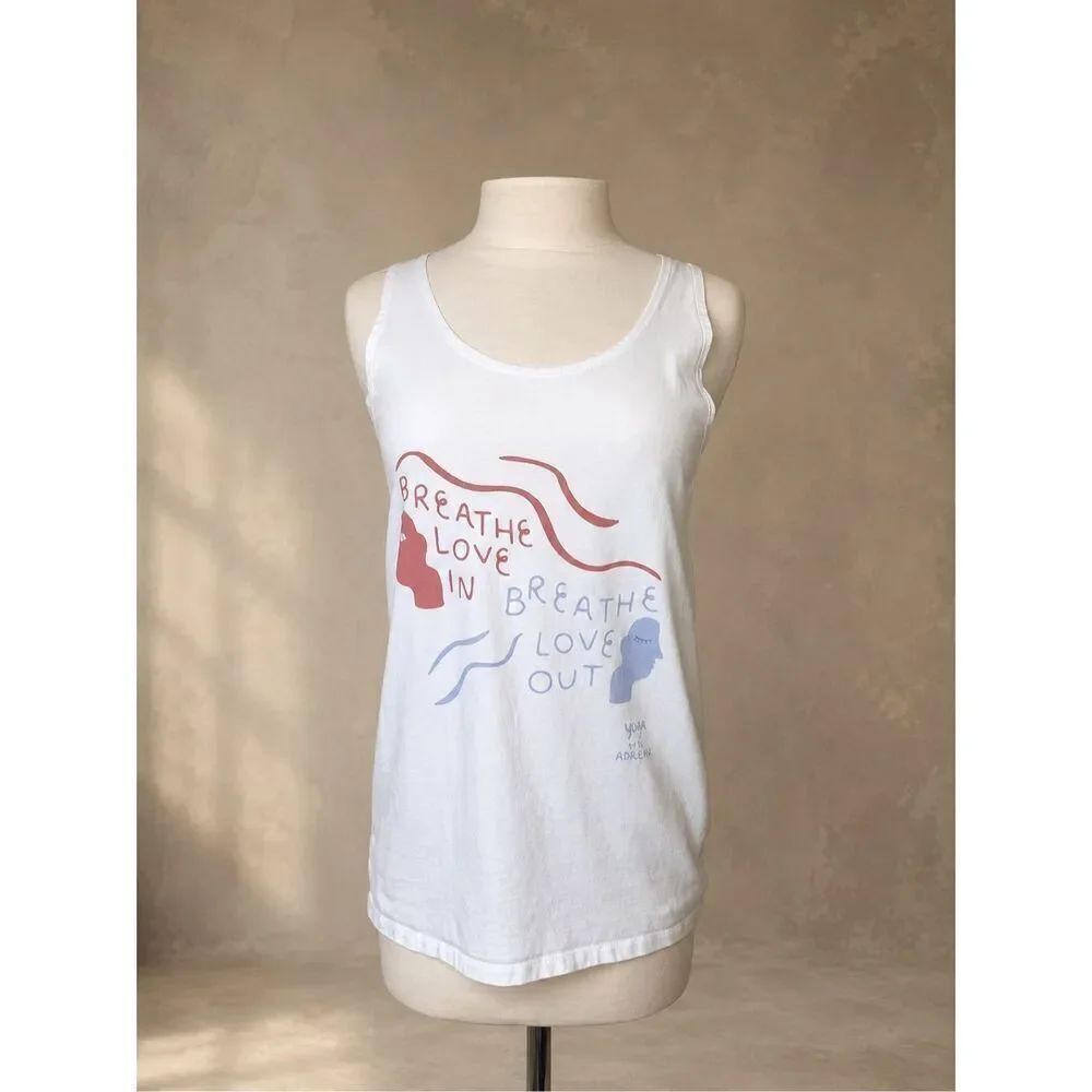 Yoga With Adriene graphic organic cotton tank top white | 14 M/L
